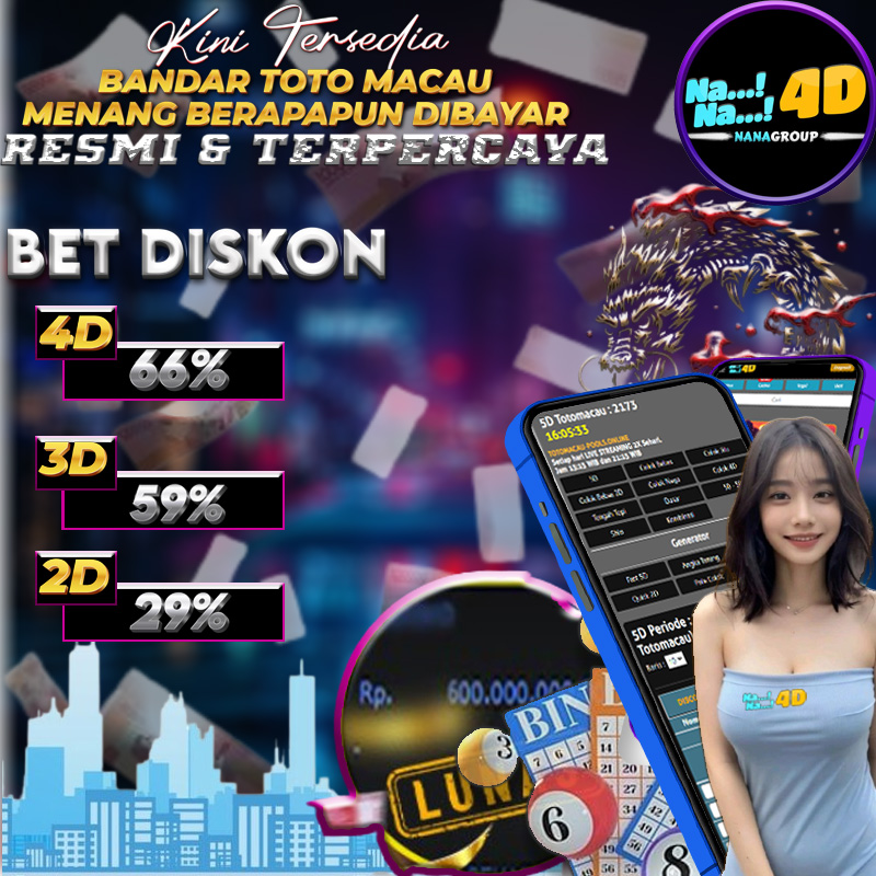 NANA4D adalah website toto online paling terpercaya yang memberikan permianan togel online macau 4&5d. Kami sebagai bandar toto macau resmi di indoneisa,NANA4D menyajikan pengalaman bermain yang nyaman dan sangat menguntungkan bagi para pemain toto online