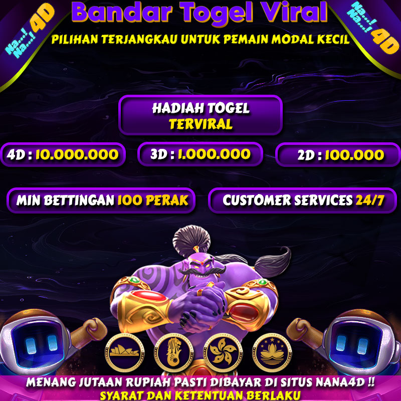 NANA4D Merupakan Bandar Togel Viral yang menawarkan taruhan dengan minimal bet 100 perak dan memiliki hadiah 4D Hingga 10 juta